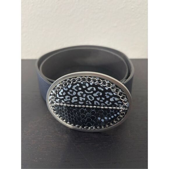 Chico’s Embossed Buckle Leather Belt - Picture 1 of 6